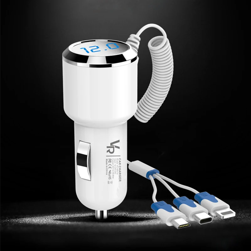 Vehicle charger  Smoke converter plug  Multifunctional car charger  One delay three  Vehicle charging  Apple Type-Mobile Charger