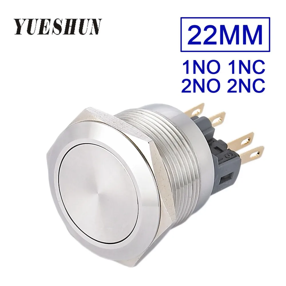 

YUESHUN 22mm Metal Push Button Switch Start Anti Vandal Momentary 1NO 1NC Push Button waterproof Stainless Steel Switch