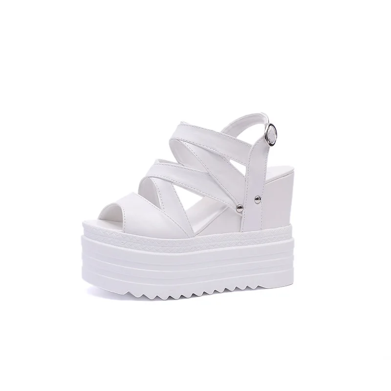 

Summer new women's shoes waterproof platform sponge cake hollow comfortable inside increased female sandals