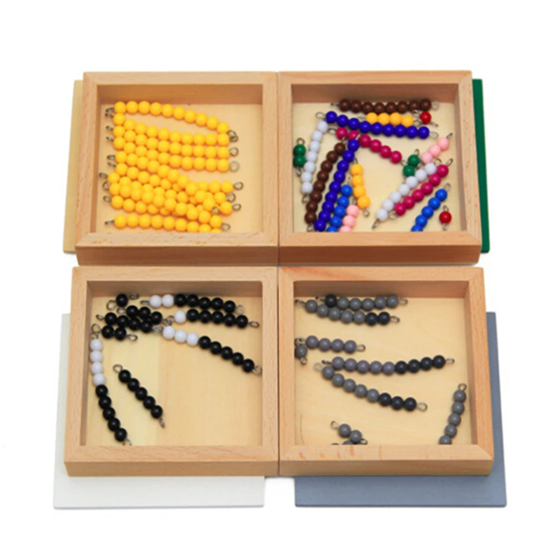 High Quality Montessori Material Mathematics Toys Subtraction Snake Game 12*12*8CM Wooden Box Plastic Colorful Beads Math Toys