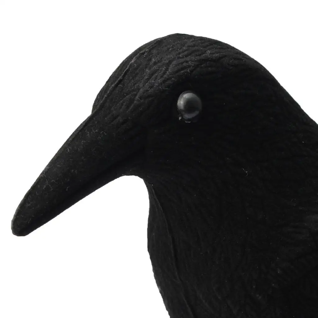 Garden Flocked Hard Plastic Black Hunting Decoy Crow Stand Body Feet Stake