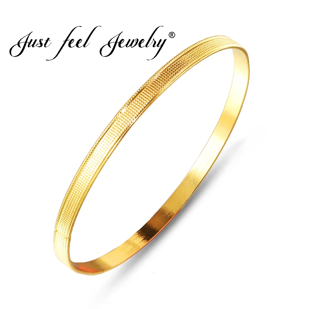 

JUST FEEL New Diameter 6.8CM Ethiopian Unisex Bangle for Women Man Fashion Gold Color Round Beads Bracelets Dubai Africa Jewelry