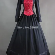 Черный и красный цвета одежда с длинным рукавом готический, викторианской эпохи платье