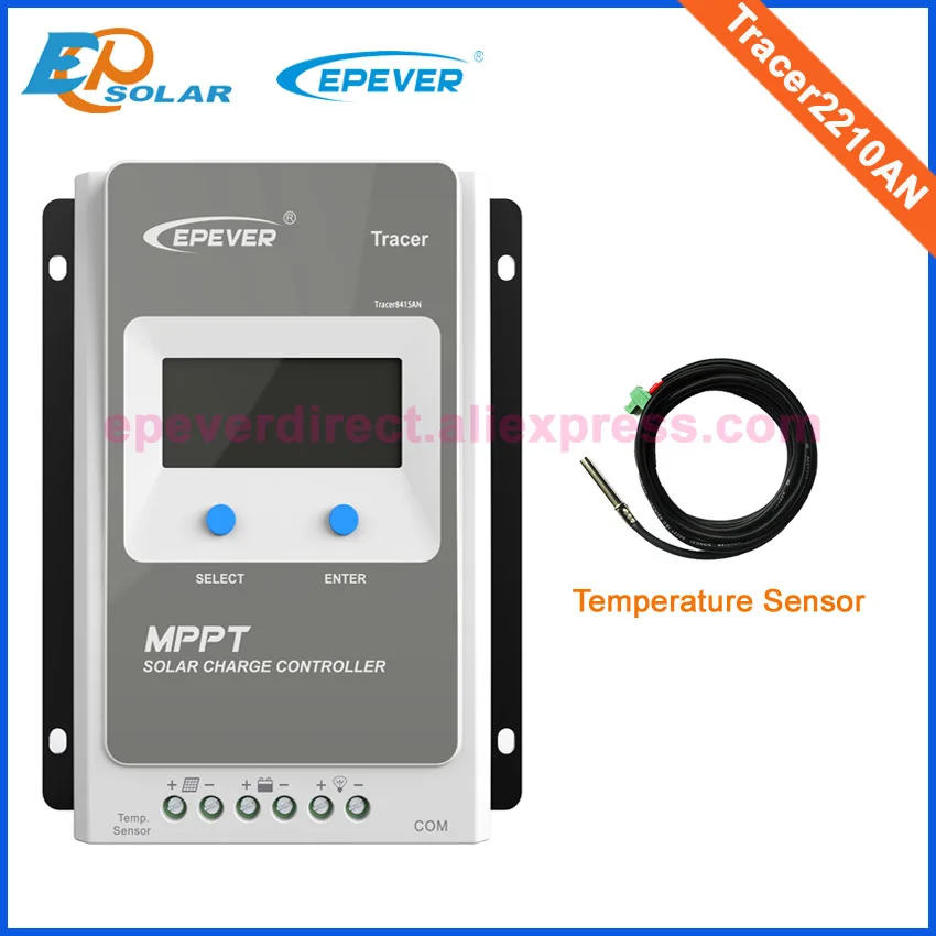 

EPsolar MPPT 20A controller Max PV input 100V 12V 24V auto work with temperature sensor Tracer2210AN solar regulator