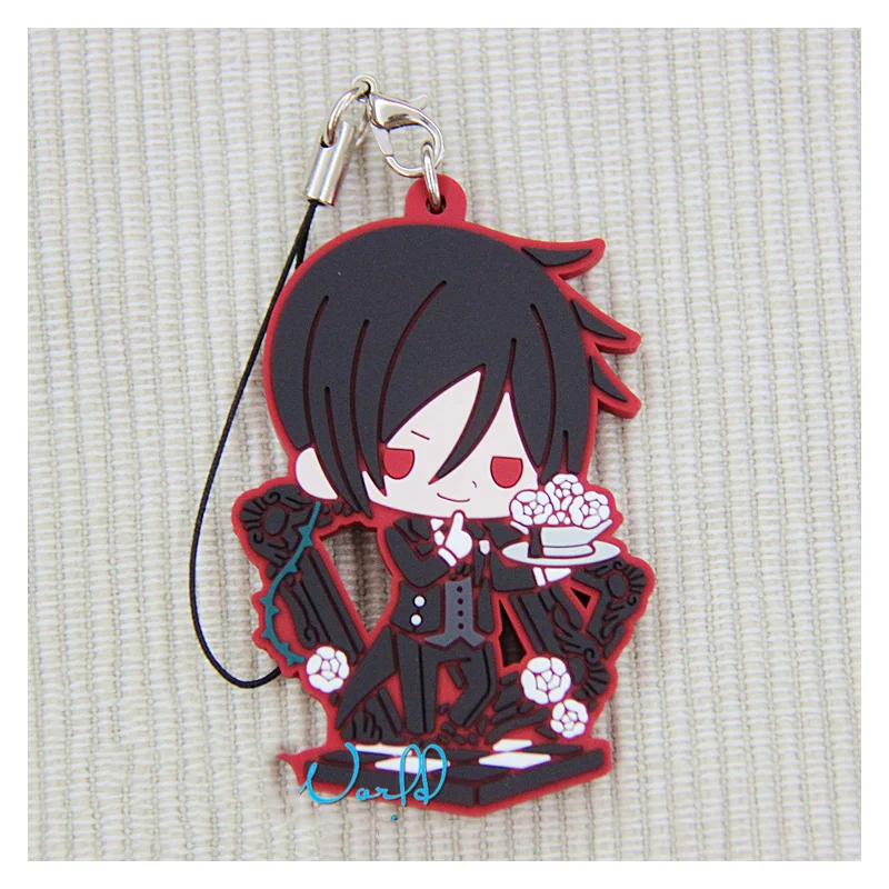 

1pcs Rare In Market Anime KUROSHITSUJI Keychain Devil Sebastian Michaelis Version Rubber Resin Keychain Colgante Keyring