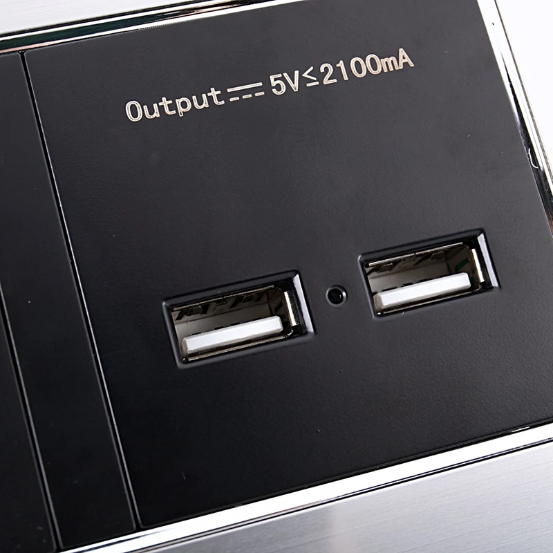 Розетки ЕС стандартная розетка с двойное зарядное устройство USB порты и разъёмы для мобильного 5 в 2.1A нержавеющая сталь панель