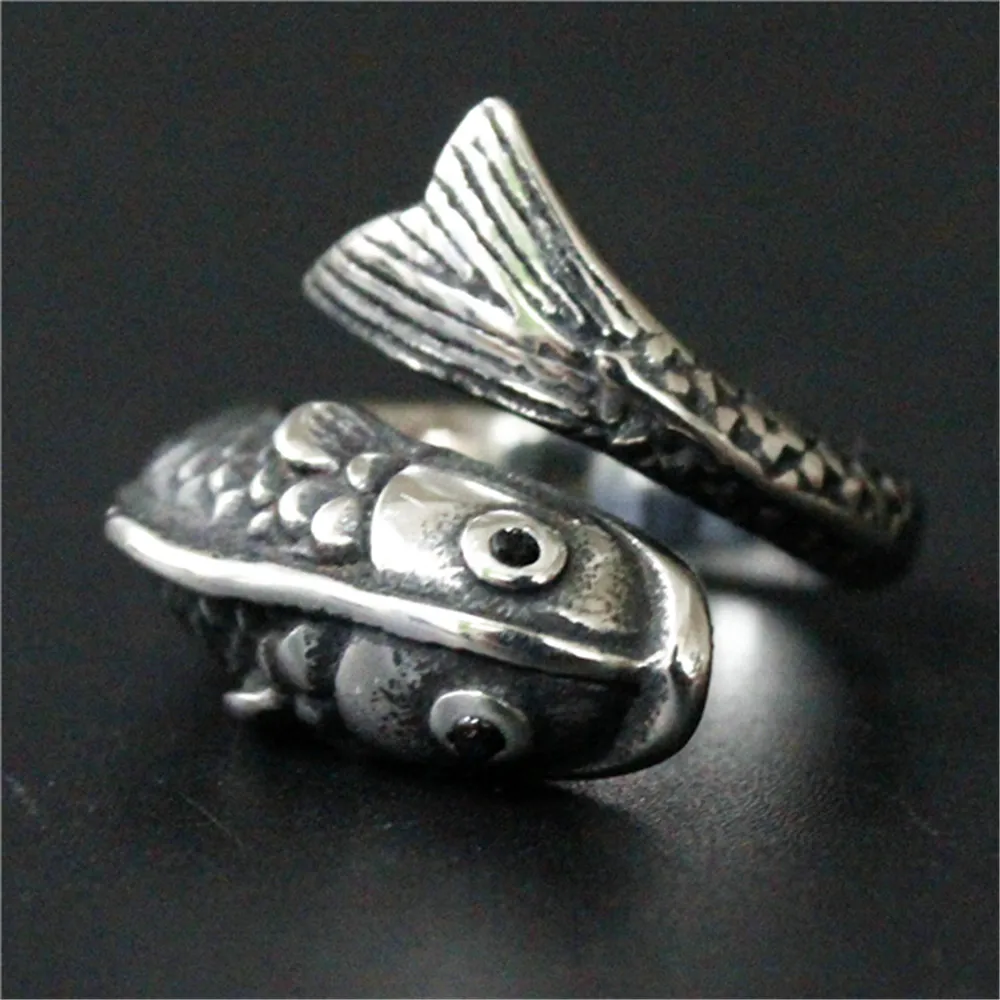 2pcs/lot size 7 13 Fish Ring 316L Stainless Steel Jewelry Fashion Band