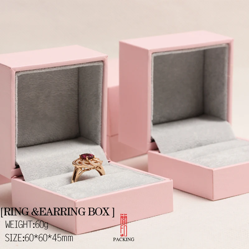 

Wholesale Pink Ring box Earring Case Jewelry Display Storage Foldable Case For Wedding Ring Valentine's Day Gift Organizer