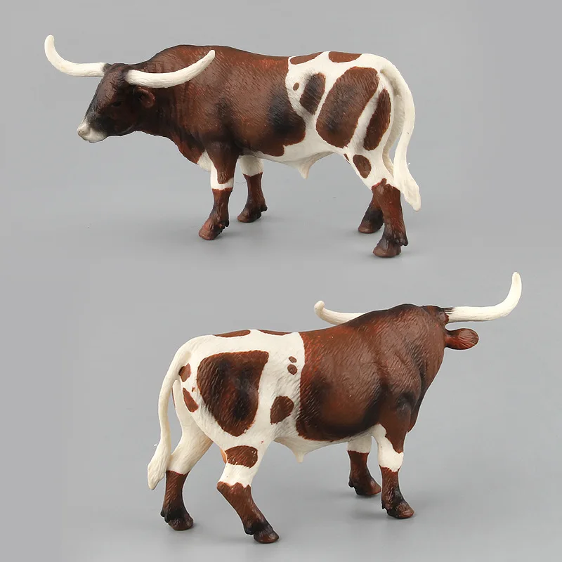 

African Wild Life Animal Model Toy Longhorn Bull Simulation Cognitive Doll Desk Decoration Gifts for Kid
