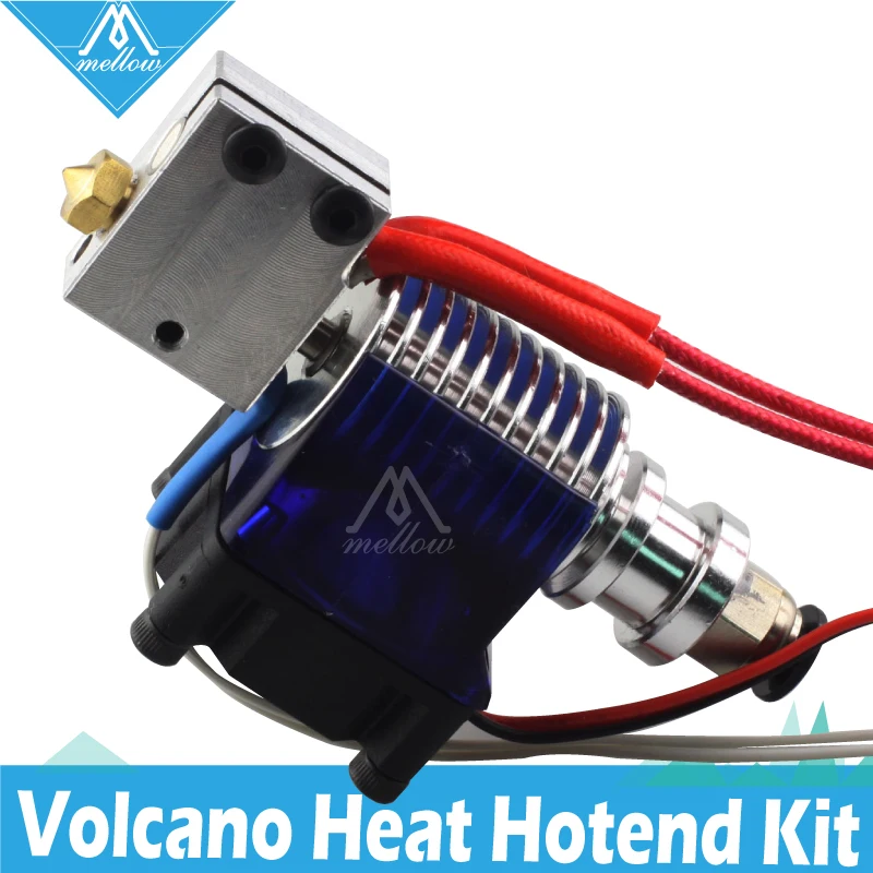 Mellow 12 В/24 В 3d принтер нагревательный блок Volcano комплект E3D V6 J-head PT100 Hotend с охлаждающим вентилятором для экструдера bowden 0,4 мм Насадка