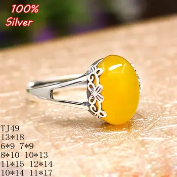 

7*8MM 8*10MM 925 Sterling Silver Color Adjustable Ring Blanks Oval Wax Turquoise Rings Settings Findings For Jewelry Making