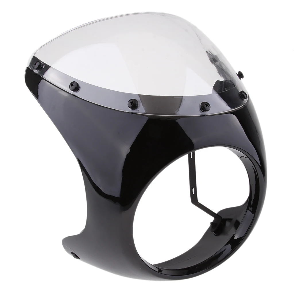 Motorcycle Headlight Fairing Wind Screen Cover Fits 16cm-18cm Headlamp Plastic Headlight Fairing Screen for Retro Cafe Racer 