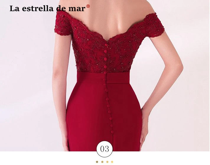 Ла Эстрелла de mar халат rose demoiselle d'honneur2018 кружева лодка NeckShort рукавом Сексуальная Русалка бордовые платья для подружки невесты длинные