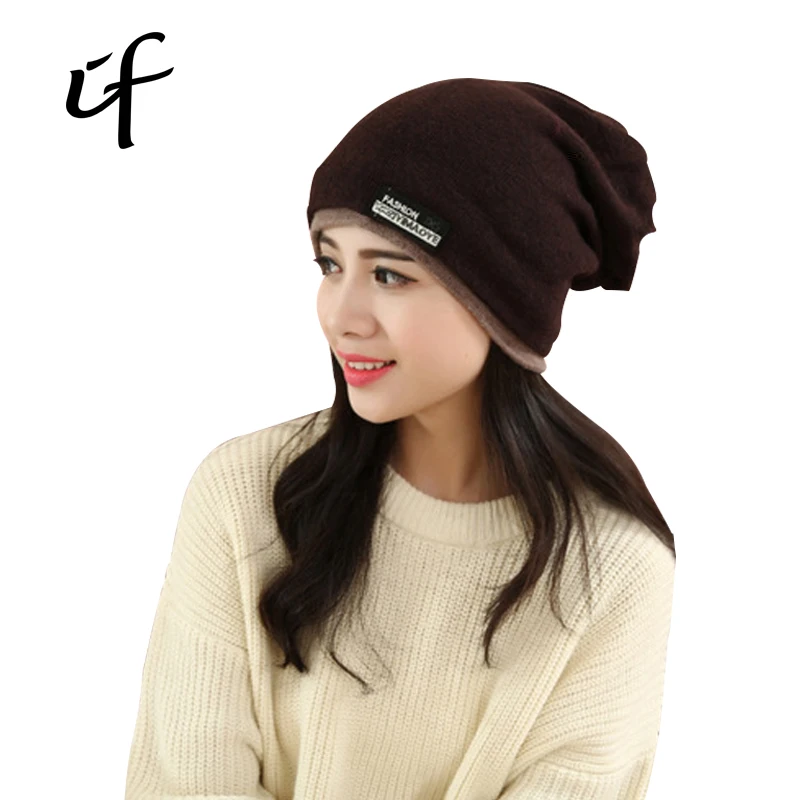 

2016 New Can Use Scarf Cap Thicken Warm Winter Autumn Spring Thermal Knitted Female Hat For Women Girls Knit Hats Caps Beanie