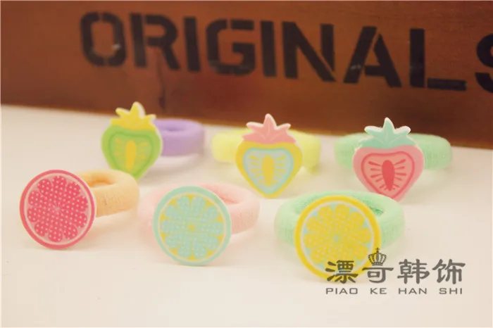 5pcs Fresh Bear Flowers Hair Rope Baby Cartoon Hair Circle Children Color Role ring Tasted Small Trojan Tire Hair Accessories