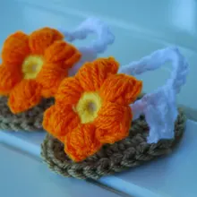 Вязаные оранжевые и Желтые Детские сандалии/подарок для детского душа