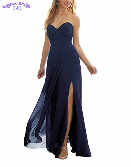 Special Offers Strapless Bridesmaid Dress Long Simple Side Slit Backless Chiffon Beach Wedding Party Gowns for Women Formal Custom Made BD35 Special Offers Strapless Bridesmaid Dress Long Simple Side Slit Backless Chiffon Beach Wedding Party Gowns for Women Formal Custom Made BD35