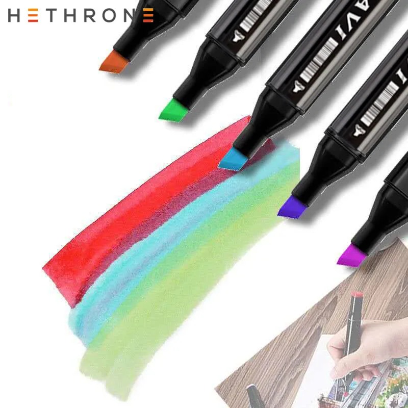 Hethrone 30/40/60/80 шт. косой двойной головкой маркер для рисования набор Краски маркеры
