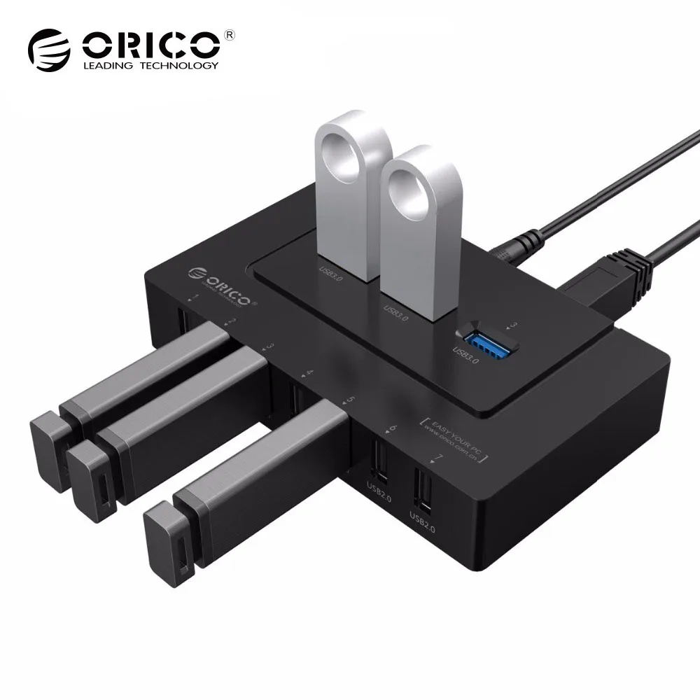 comprar ORICO USB 2.0 3.0 Portas USB HUB HUB 10 5 5gbps Adaptador de Energia de Alta Velocidade Adaptador Splitter para PC laptopNotebook Preto (H9910 U3)
