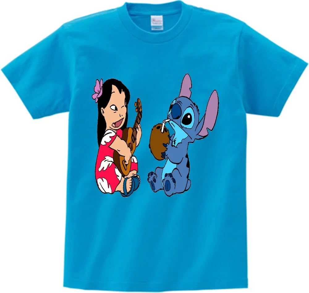 Lilo& Stitch/детская футболка г. летние топы, футболка детская футболка Милая футболка с рисунком для мальчиков и девочек повседневные футболки для малышей, От 2 до 13 лет NN