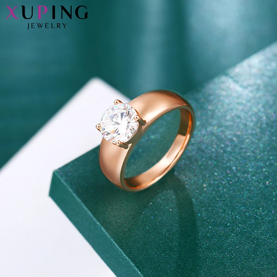 Fashion Rings Xuping Fashion Jewelry Simple Charm Round Shaped Stone Gold Plated Rings