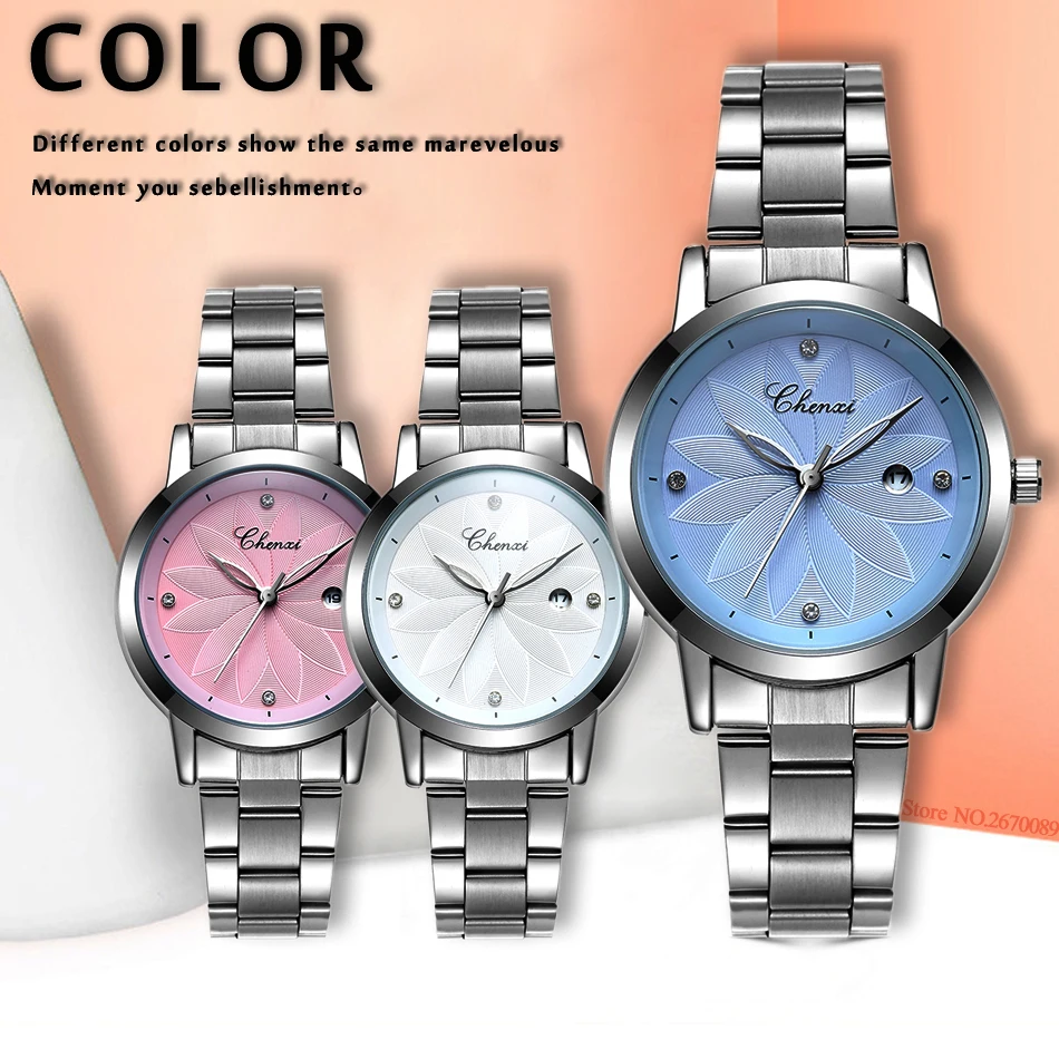 Najtaniej CHNEXI prosta siatka z różowego złota zegarki ze stali nierdzewnej kobiety marka luksusowy zegar damski zegarek na rękę Lady Relogio Feminino