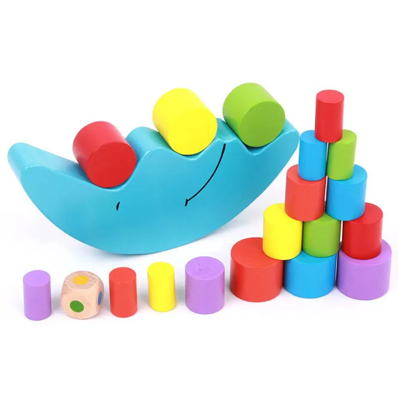 Early Learning Toy Montessori Teaching Aids Moon Balance Early Development Wood Blocks Lovely