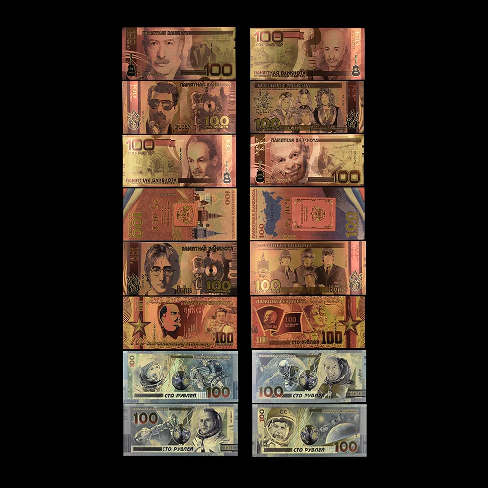 

Russian Gold Banknote 100 Rubles New Product Commemorative Coin Collection Decoration Gift 8 Pieces / Set