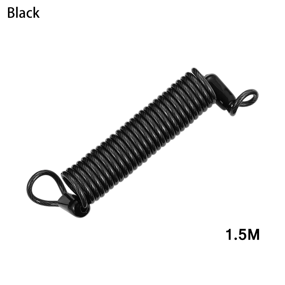 1.5M - black 1 шт. 1 м/1,5 м/2,5 м велосипедный пружинный кабельный замок Противоугонная Веревка сигнализация дисковый замок велосипедная безопасность напоминание защита от кражи мотоцикла - Цвет: 1.5M - black