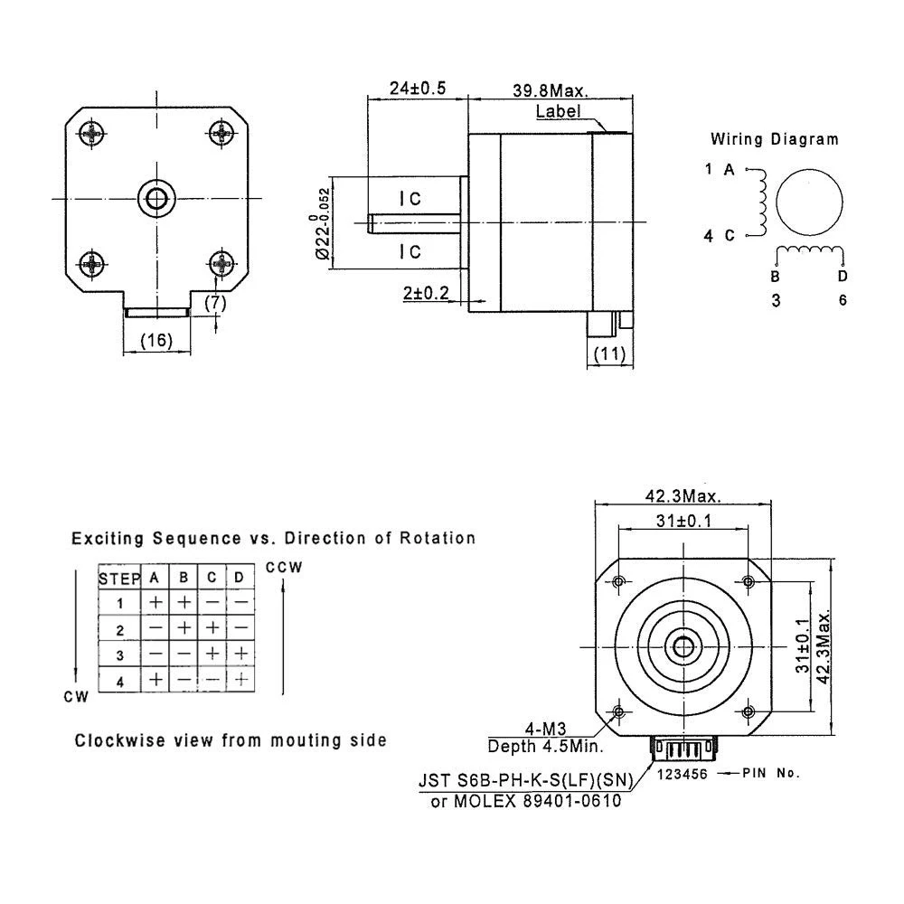 Graus com Cabo para Extrusora Pces Nema Motor Deslizante 42 1a 2 Fase 4 Fios 1.8 Cnc Prusa i3 Mk3 Tevo Tornado 5 17 5 Cheap Peças e acessórios em 3D