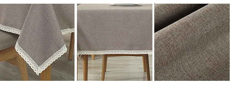 Solid Color Decorative Tablecloth Imitation Linen Lace Table Cloth Dining Table Cover Home Decoration