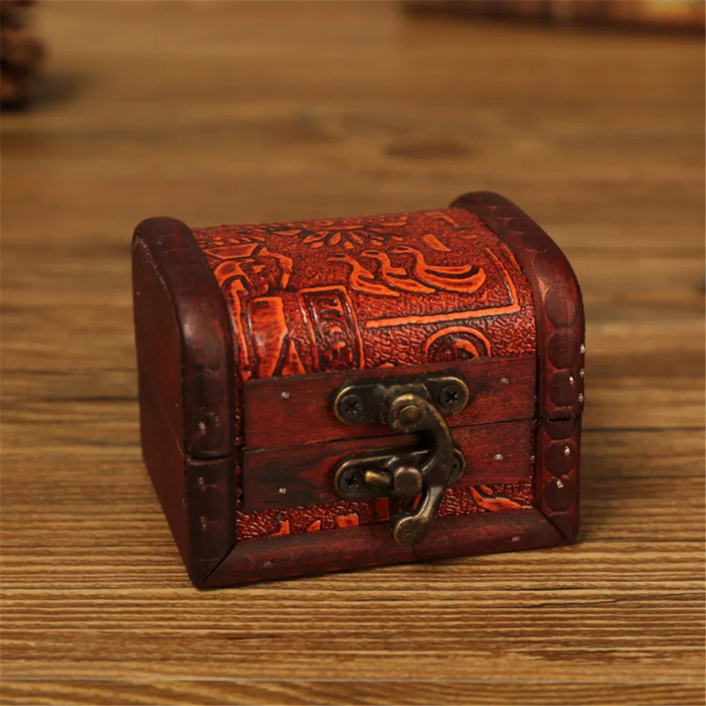 

Retro European Jewelry Box Vintage Wood Handmade Box With Mini Metal Lock For Storing Jewelry Treasure Pearl Mother's Day Gifts