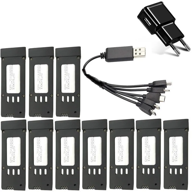 10 шт 3,7 V Lipo Батарея для Eachine E58 JY019 S168 RC Quadcopter запасной Запчасти 500 mAH 3,7 v Зарядное устройство для Радиоуправляемый Дрон заменить Компоненты