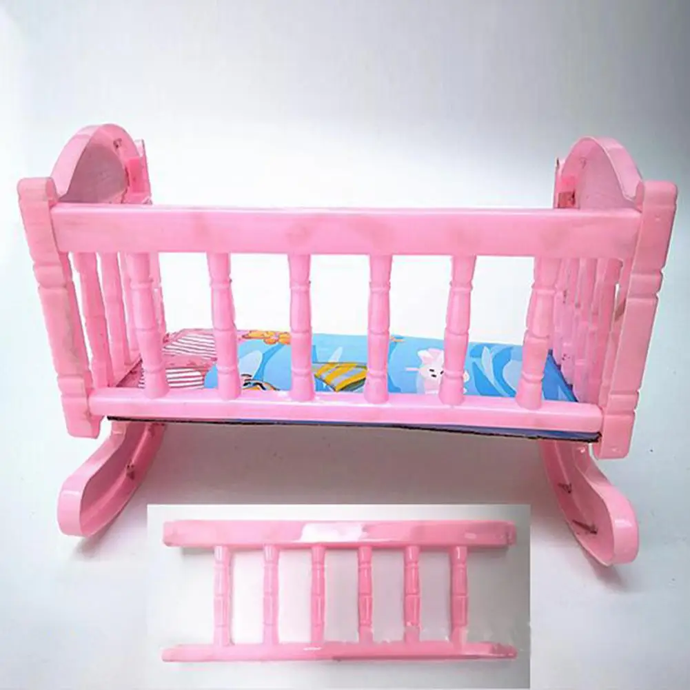 LeadingStar Doll Pink Rocking Bed Sleeping Bed Doll Plastic Accessory
