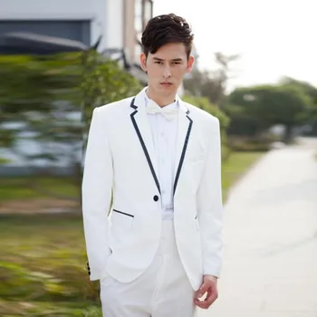 

High quality vestido de festa ivory collar terno masculino mens suit 2017 new One button best men wedding suits ( jacket+Pants)