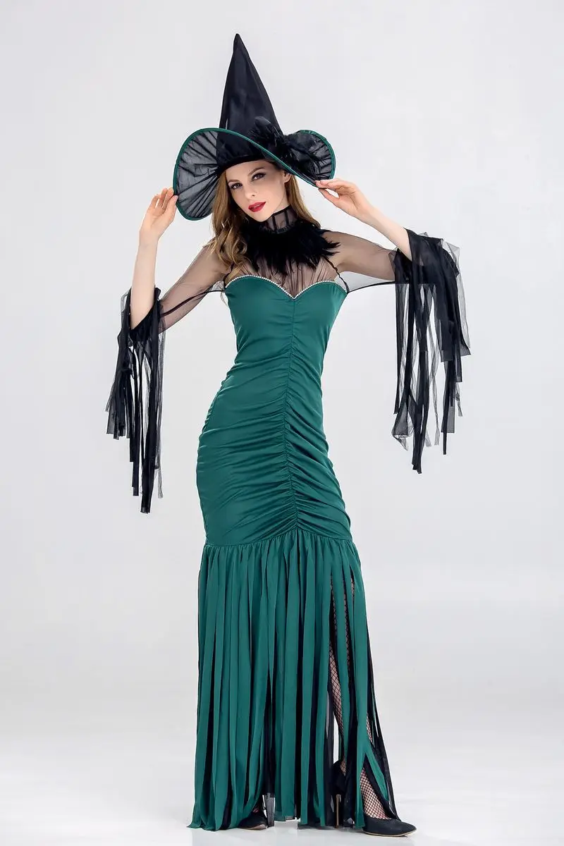 Halloween Witch Costume For Women Adult Sexy Magic Girl Cosplay green