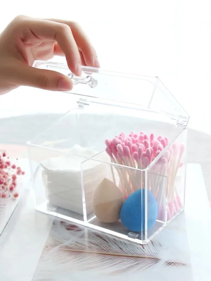 Multifunction Acrylic Cotton Swab Makeup Organizer Storage Box Portable Container Make Up Cotton Pad Holder Cosmetics Organizer