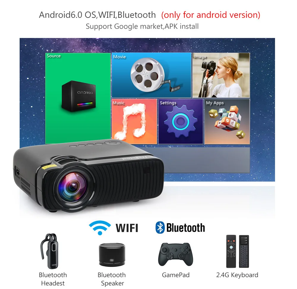 ThundeaL TD30 Max проектор 1280*720 опционально Android 6 0 WiFi Bluetooth HD мини светодиодный 2800 люмен