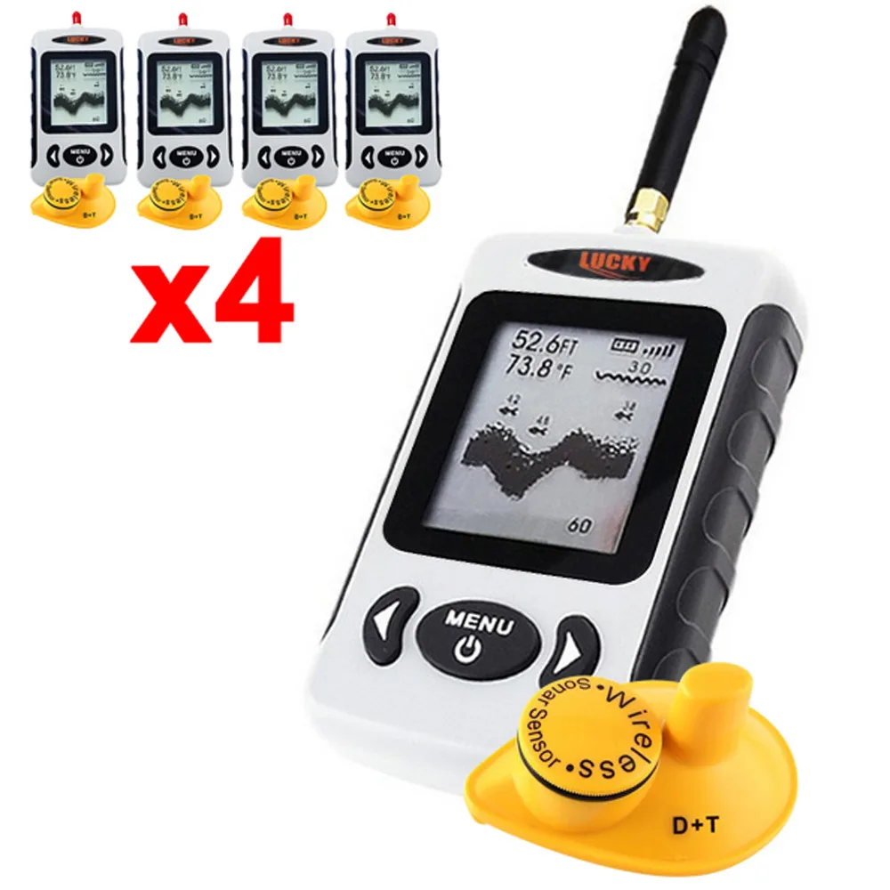 

4 x pieces Digital 45M Wireless Dot Matrix Fish Finder Sonar Radio Sea Bed Contour LUCKY FFW-718 Fish Locator Tool
