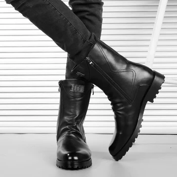 

Men's high-end brand leather boots 2019 new men's motorcycle boots bota masculina outdoor men's shoes botas hombre men's boots