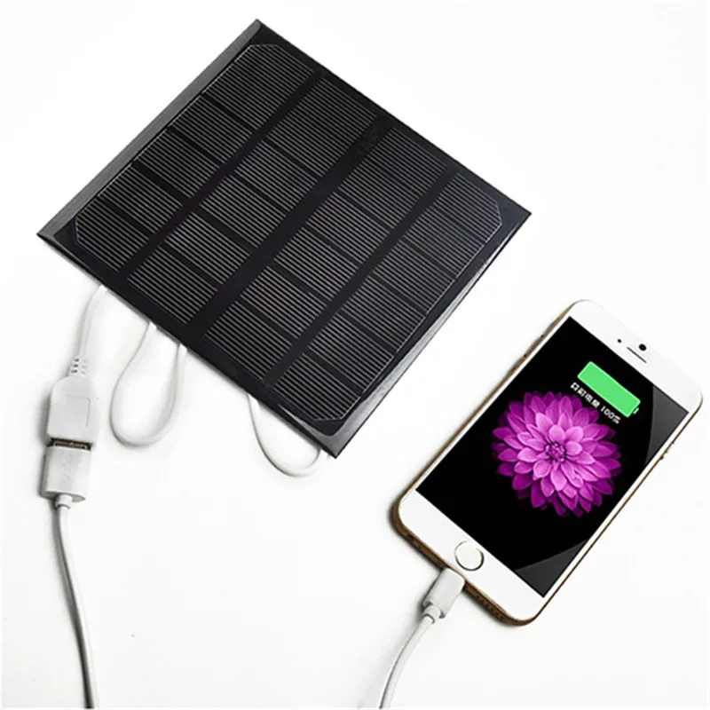 6V 3W 600MA Power Bank Solar Panel USB Travel Battery