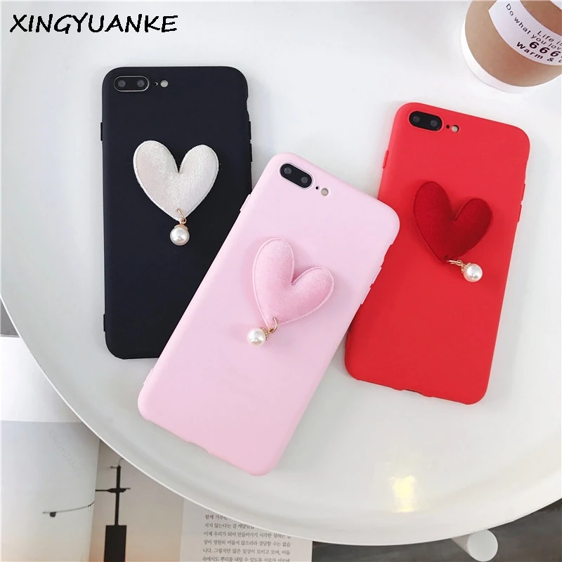 XINGYUANKE 3D Прекрасный чехол для iPhone XR Cute жемчуг в форме сердца Коке XS Max Чехол Мягкий