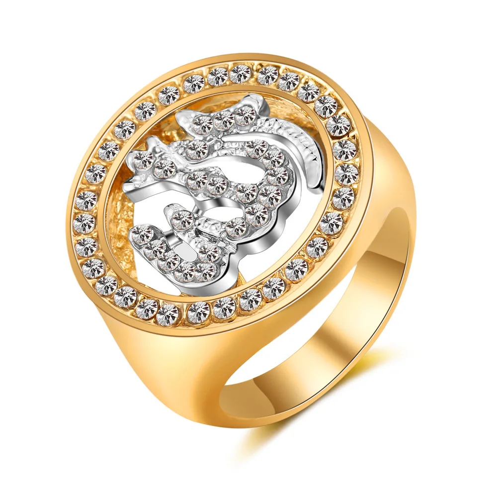 Allah Jewelry мусульманские кольца для мужчин Роскошные фианиты Золотой Цвет Новые