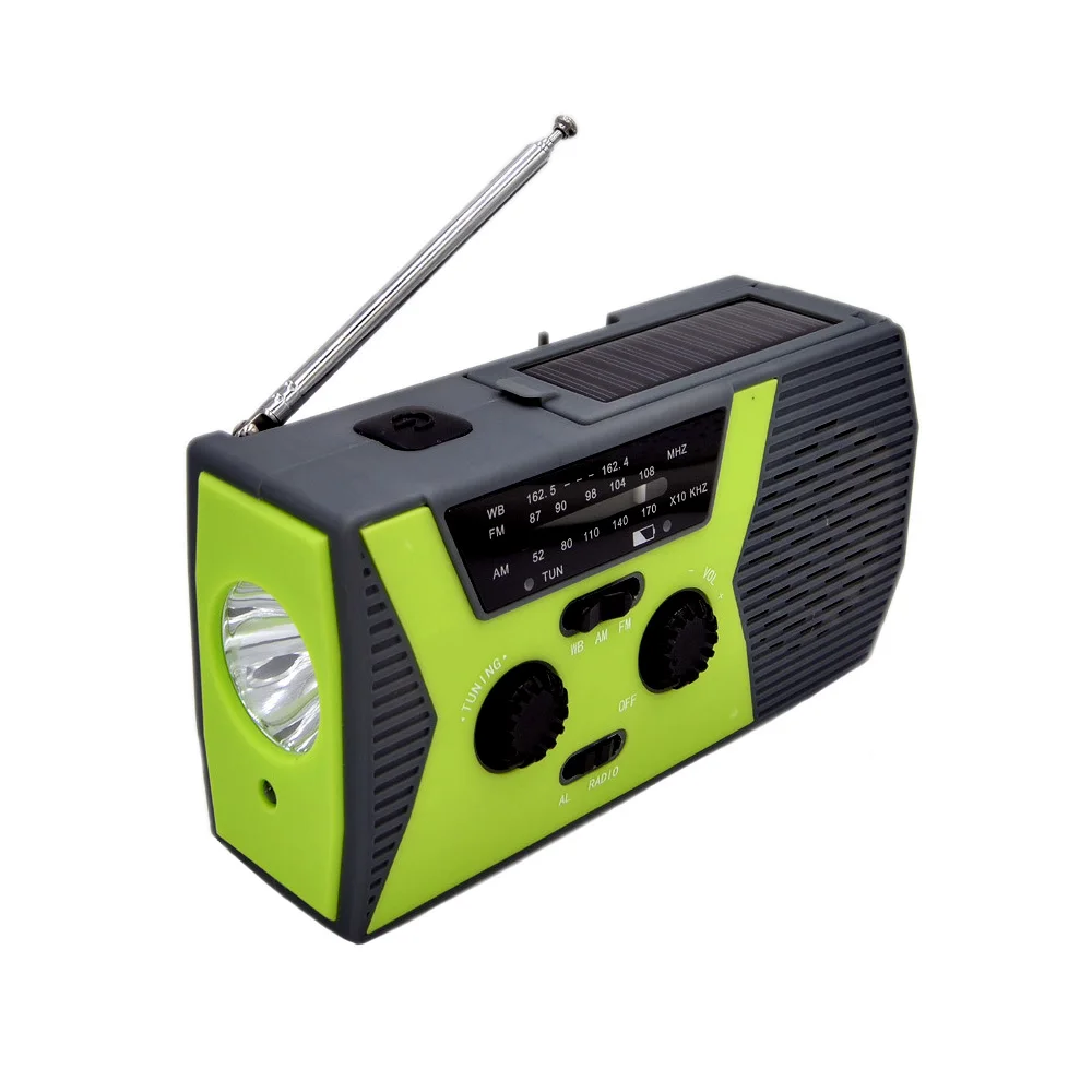 5 в 1 Солнечный Crank AM портативное FM-радио для чрезвычайных открытый радио SOS фонарик лампа для чтения и 2000 мАч Мощность банк