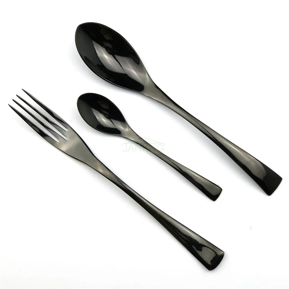 JANKNG-30Pcs-Set-Cutlery-Set-18-10-Stainless-Steel-Black-Dinnerware-Serrated-Sharp-Steak-Knife-Tableware