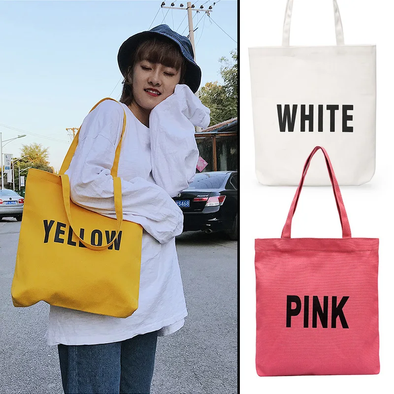 Women Canvas Tote Bag Concise Letter Printing Shoulder Cloth Bags Ladies Duty Cotton Environmental Shopping Bags Small Fresh Women Canvas Tote Bag Concise Letter Printing Shoulder Cloth Bags Ladies Duty Cotton Environmental Shopping Bags Small Fresh