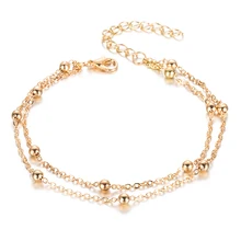 ¡Venta al por mayor! Tobillera con cadena de cuentas de Color dorado y plateado de verano para mujer, tobillera de pie Estilo Vintage, tobillera Bohemia para la playa