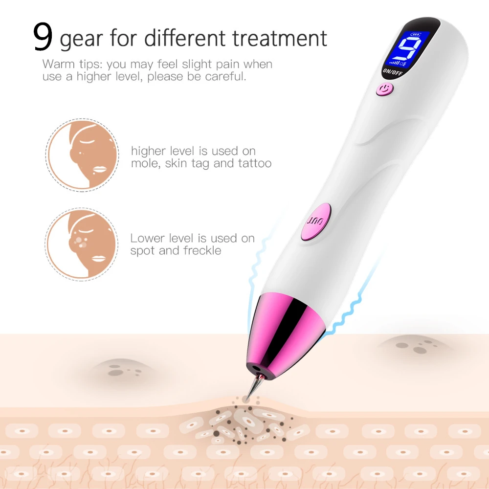 

New 9 Level LED Laser Mole Removal Pen Freckle Removal Machine Dark Spot Remover For Face Wart Tag Tattoo Remove Pen Skin Care