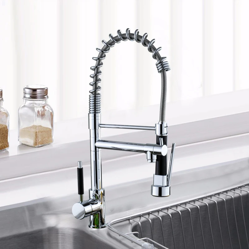 Кухонный кран с двойным носиком Uythner хромированная отделка крепление на раковину