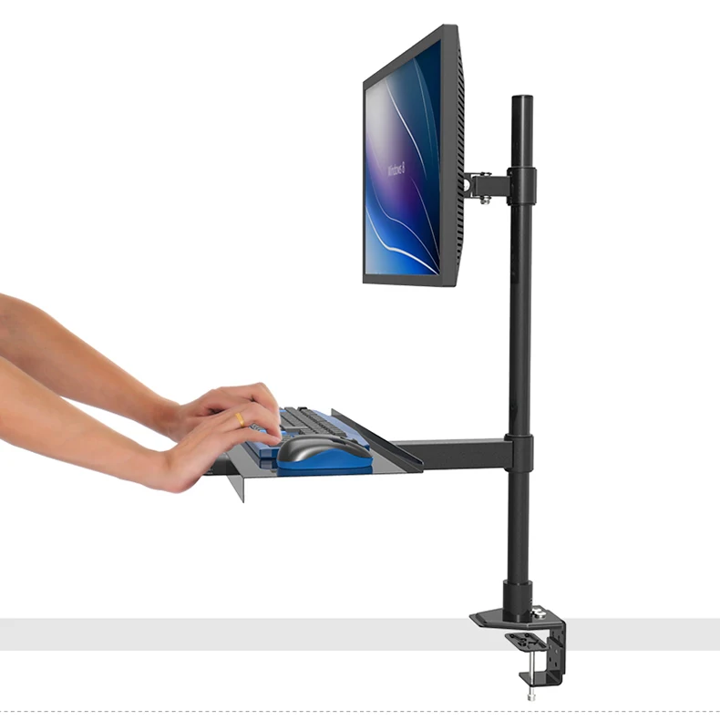 

Full Motion Desktop Mount Monitor Holder+ Keyboard Holder Sit Stand Workstation Free Lifting Monitor Keybaord Mount